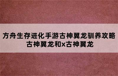 方舟生存进化手游古神翼龙驯养攻略 古神翼龙和x古神翼龙